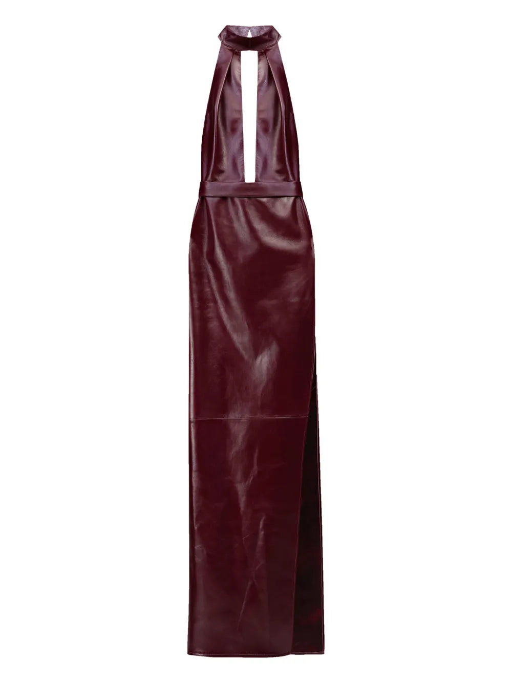 The New Arrivals Ilkyaz Ozel Nessa Halterneck Leather Maxi Dress