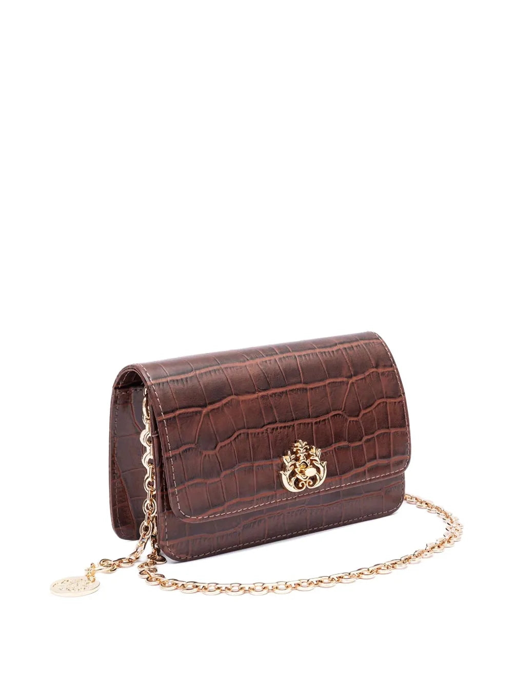 Isla Croc Embossed Chain Shoulder Bag