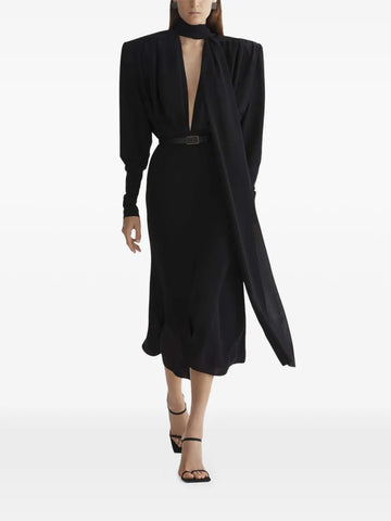 Mugler Black Scarf Dress