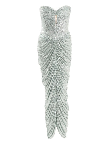 Ana Radu Sequin Embellishment Ruched Midi Dress