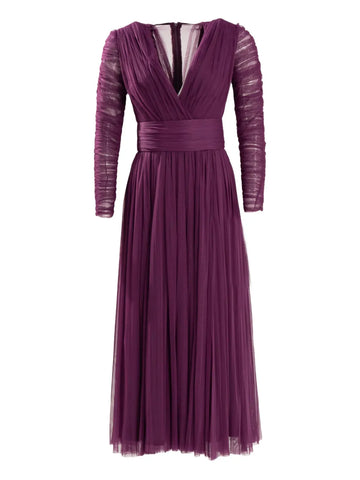 Ana Radu Long Sleeve Pleated Midi Dress