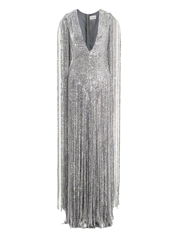 Ana Radu Sequin Embellishment Fringed Maxi Dress
