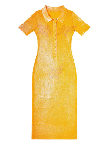 Diesel X Karol G M Orange Ribbed Midi Dress