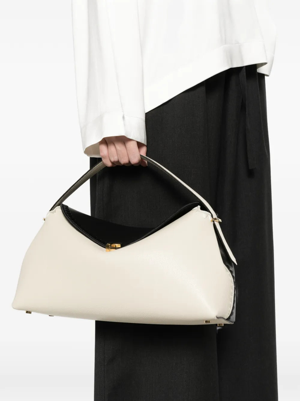 Toteme T Lock Embroidered Leather Shoulder Bag