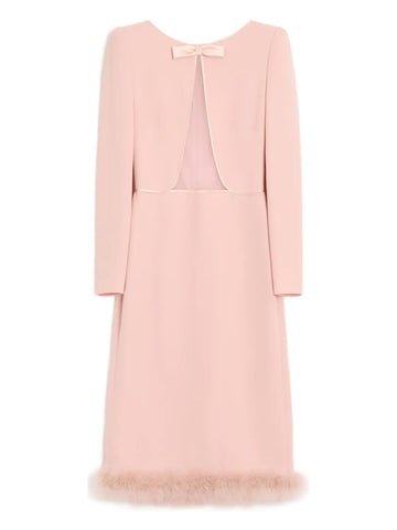 Valentino Garavani Midi Boa Shoulder Pads Dress