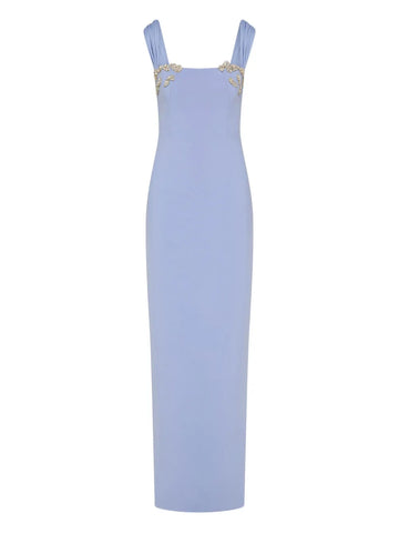 Rachel Gilbert Malia Embellished Square Neck Maxi Gown