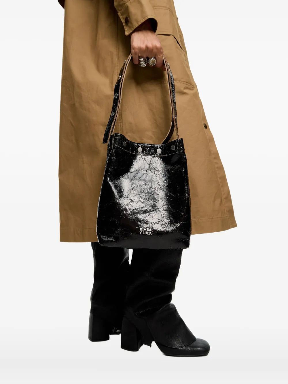 Bimba Y Lola Carlino Studded Leather Shoulder Bag