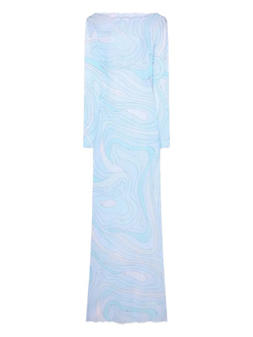 Pucci Marmo Print Tulle Maxi Dress