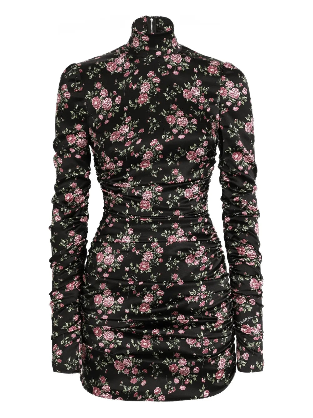 Dolce Gabbana Ruched Floral Mini Dress