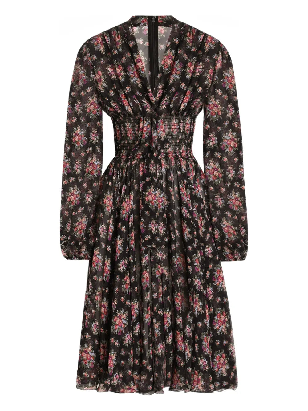 Dolce Gabbana Long Sleeves Floral Midi Dress
