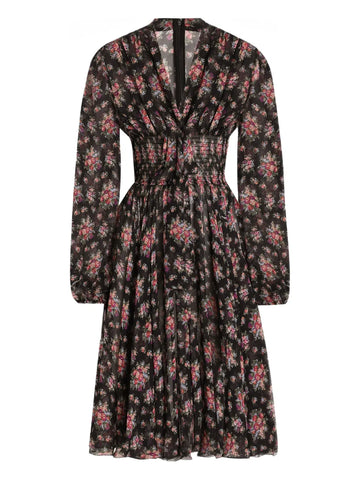 Dolce Gabbana Long Sleeves Floral Midi Dress
