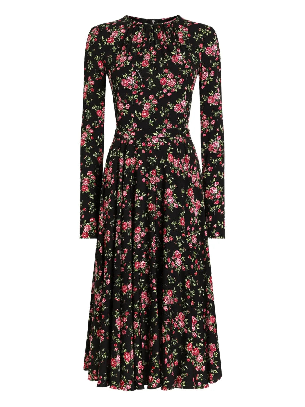 Dolce Gabbana Floral Long Sleeve Midi Dress