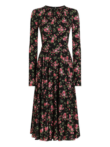 Dolce Gabbana Floral Long Sleeve Midi Dress