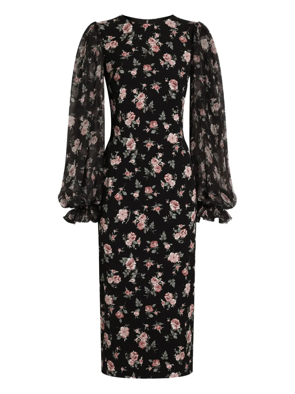 Dolce Gabbana Puff Sleeve Floral Midi Dress