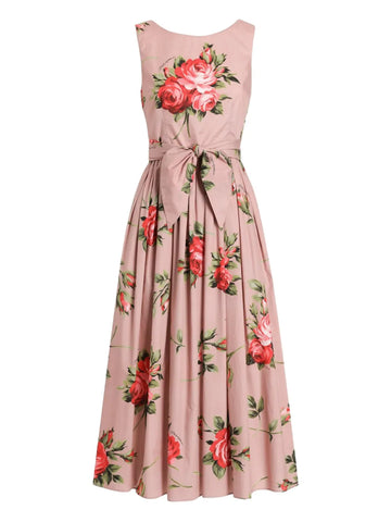 Dolce Gabbana Floral Print Tie Dress