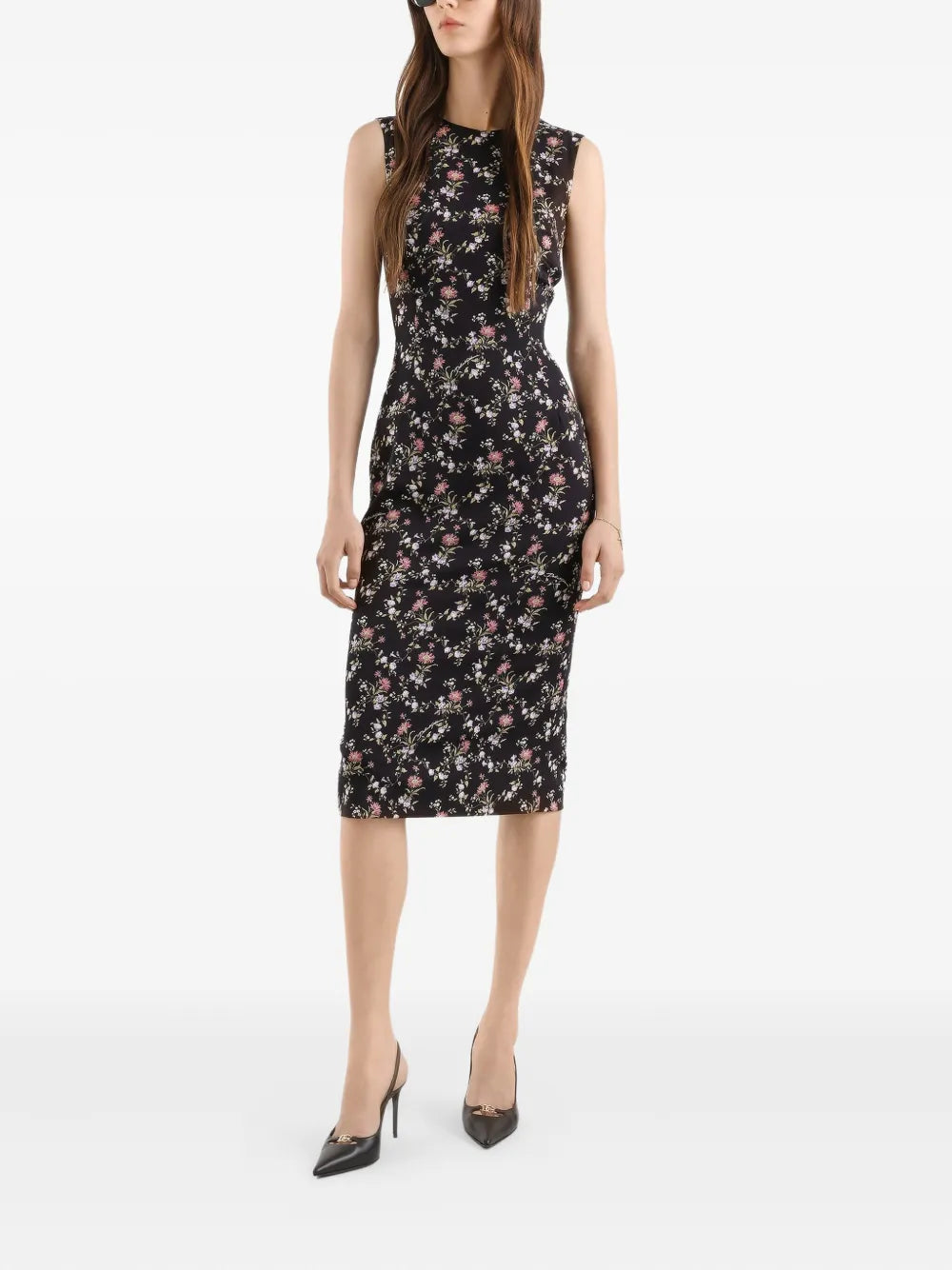 Dolce Gabbana Floral Sleeveless Midi Dress