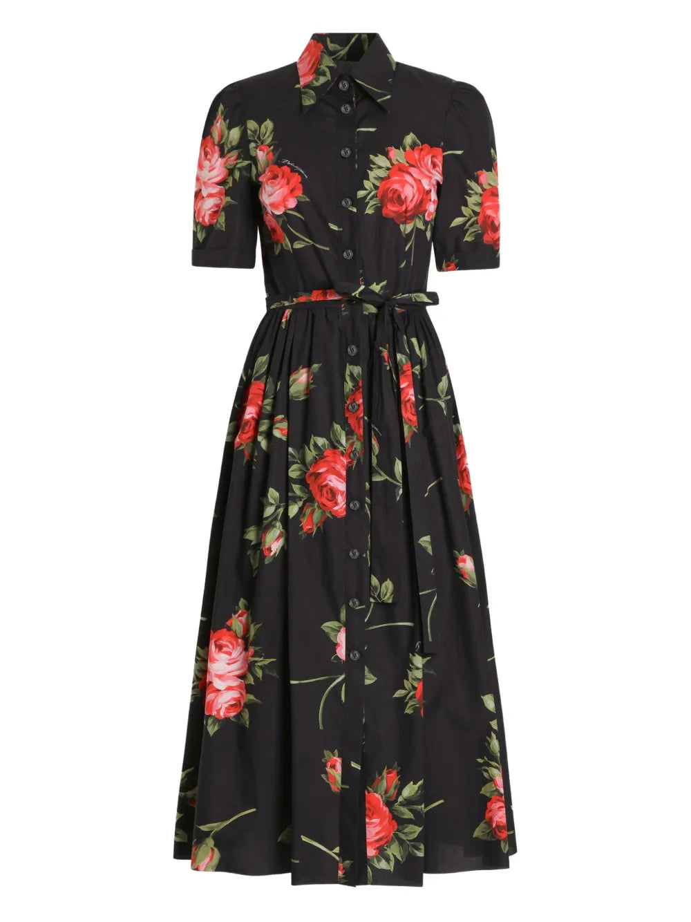 Dolce Gabbana Floral Print Belted Midi Dress