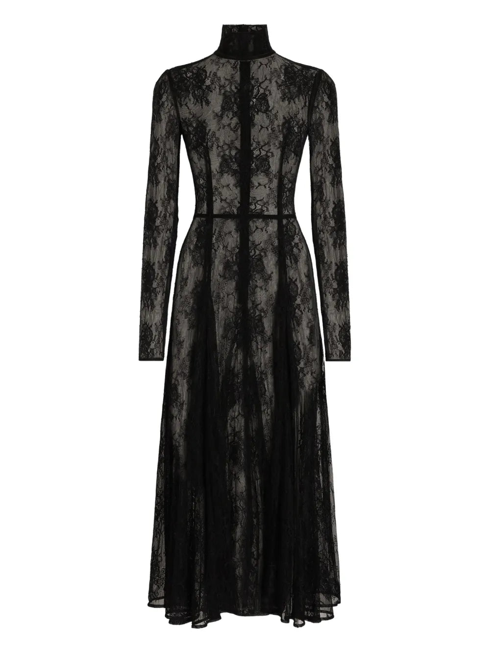 Dolce Gabbana Lace High Neck Midi Dress