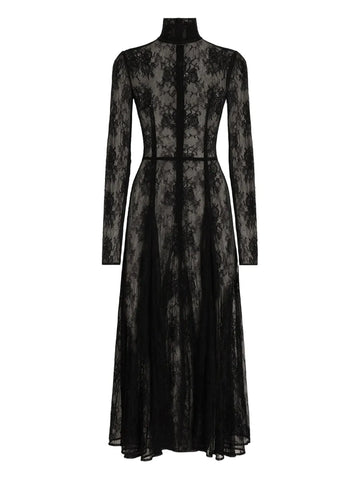 Dolce Gabbana Lace High Neck Midi Dress