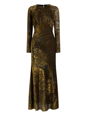 Etro Floral Paisley Velvet Maxi Dress