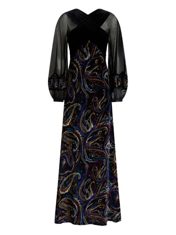 Etro Wide Puff Sleeves Maxi Dress