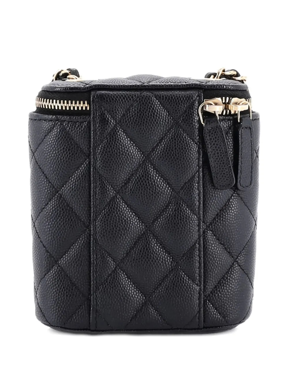 Chanel Pre Owned Vertical Classic Vanity Case With Chain Quilted Caviar Mini Shoulder Bag