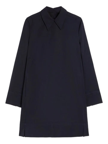 Jil Sander Pointed Collar Wool Gabardine Mini Dress