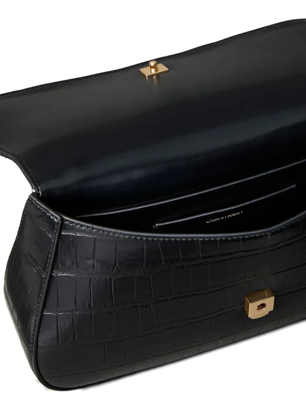 Calvin Klein Croc Embossed Chain Shoulder Bag