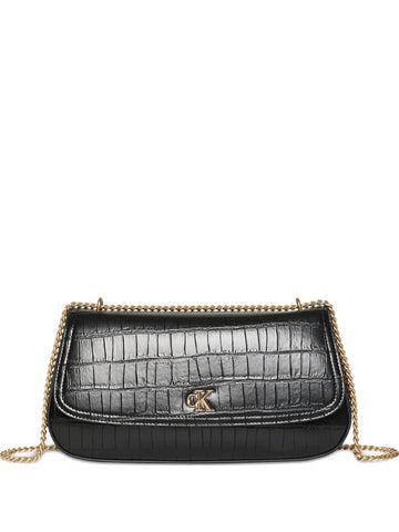 Calvin Klein Croc Embossed Chain Shoulder Bag