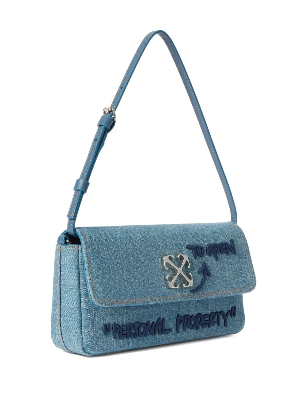 Off White Jitney 07 Denim Arrow Bag