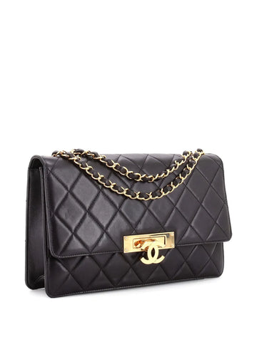 Chanel Pre Owned Golden Class Flap Bag Quilted Lambskin Large Shoulder Bag