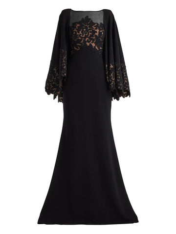 Tadashi Shoji Cape Lace Maxi Dress