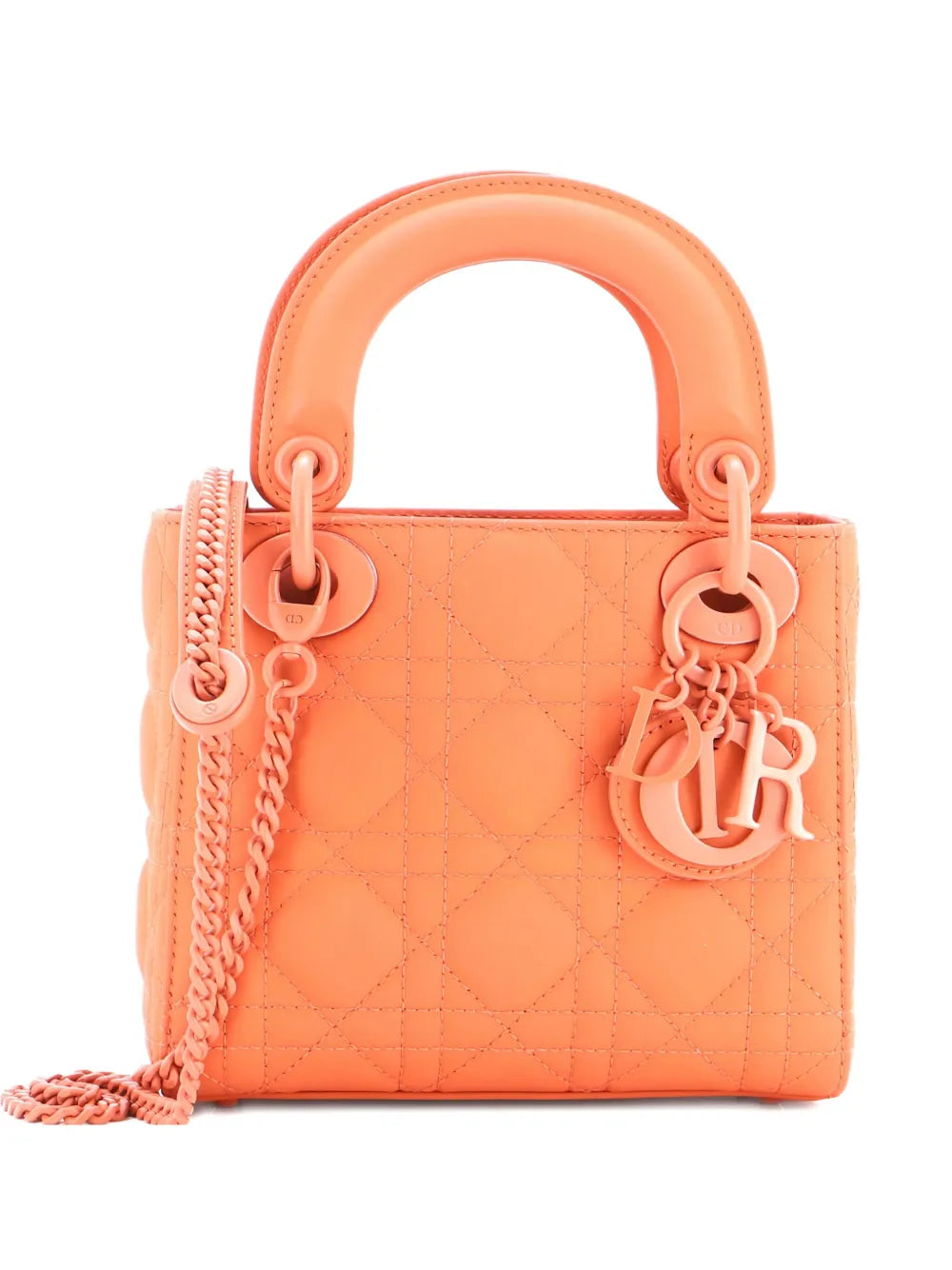 Christian Dior Pre Owned Ultra Matte Lady Dior Chain Bag Cannage Quilt Calfskin Mini Shoulder Bag