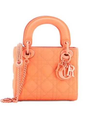 Christian Dior Pre Owned Ultra Matte Lady Dior Chain Bag Cannage Quilt Calfskin Mini Shoulder Bag