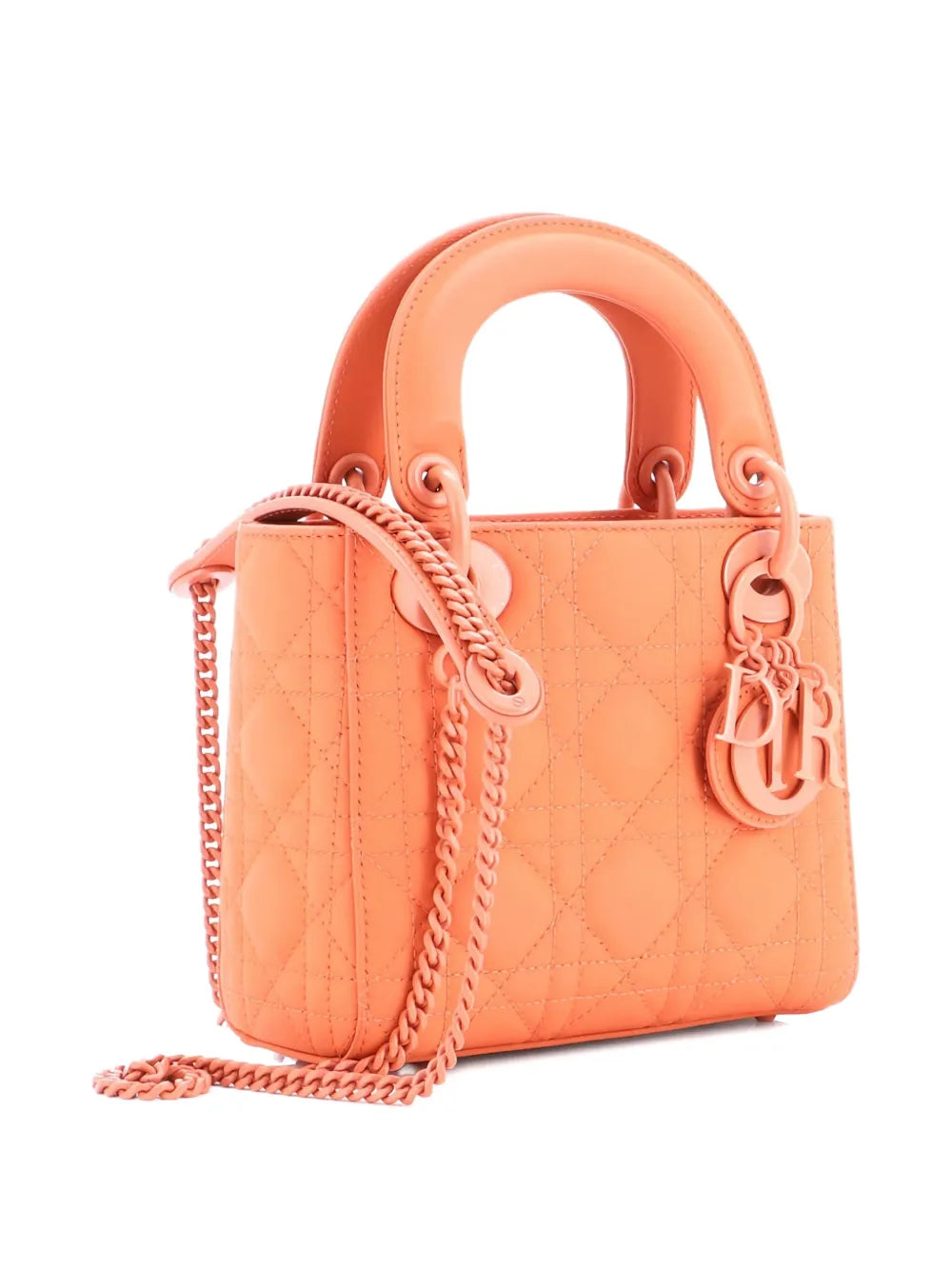 Christian Dior Pre Owned Ultra Matte Lady Dior Chain Bag Cannage Quilt Calfskin Mini Shoulder Bag