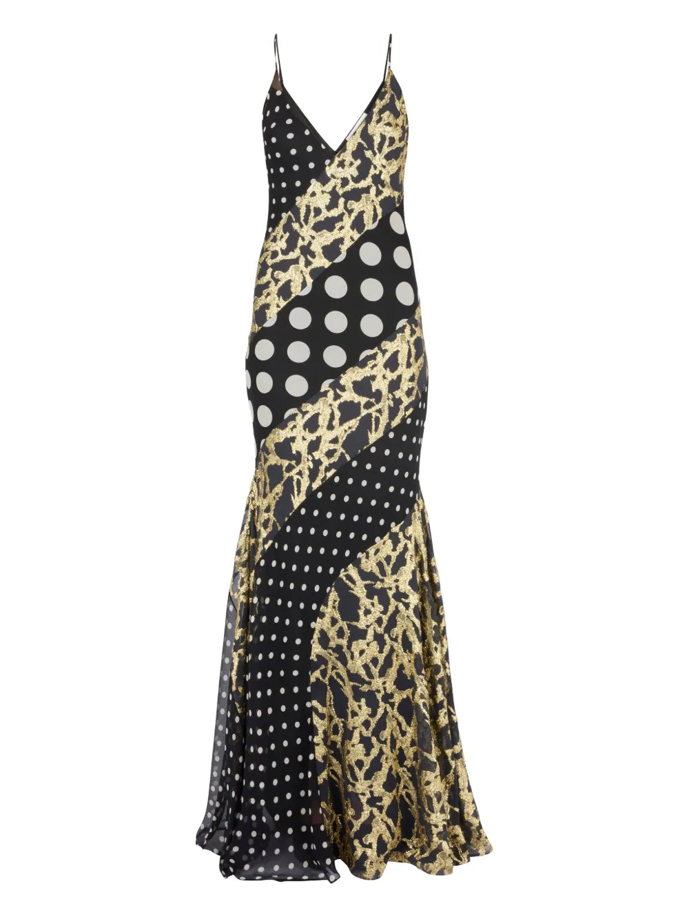Nina Ricci Polka Dot Pattern Marbled Silk Maxi Dress