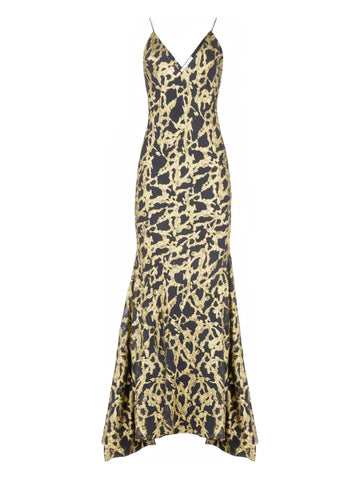 Nina Ricci Marbled Motif Silk Maxi Dress