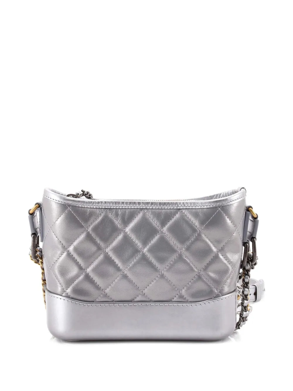 Chanel Pre Owned Gabrielle Quilted Metallic Aged Calfskin Small Hobo Bag
