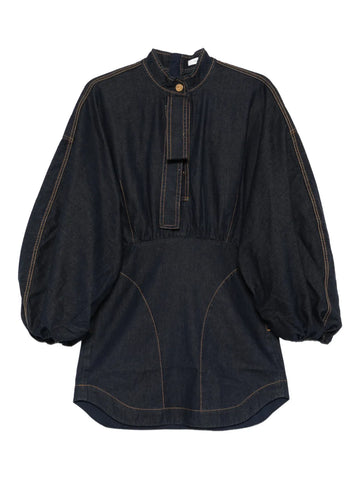 Zimmermann Bishop Sleeve Denim Mini Dress