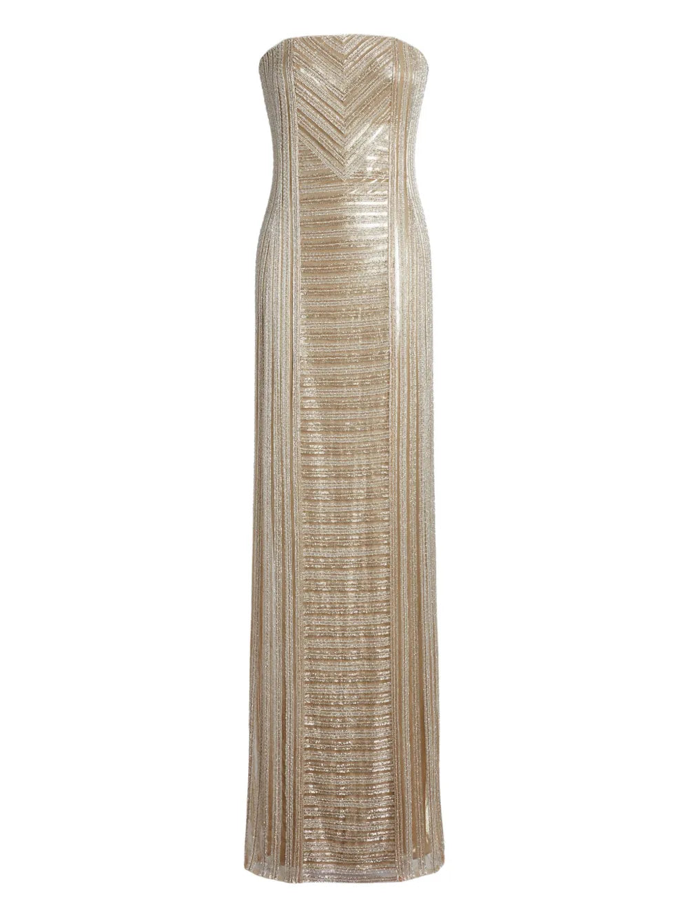 Ralph Lauren Collection Strapless Chevron Pattern Maxi Dress
