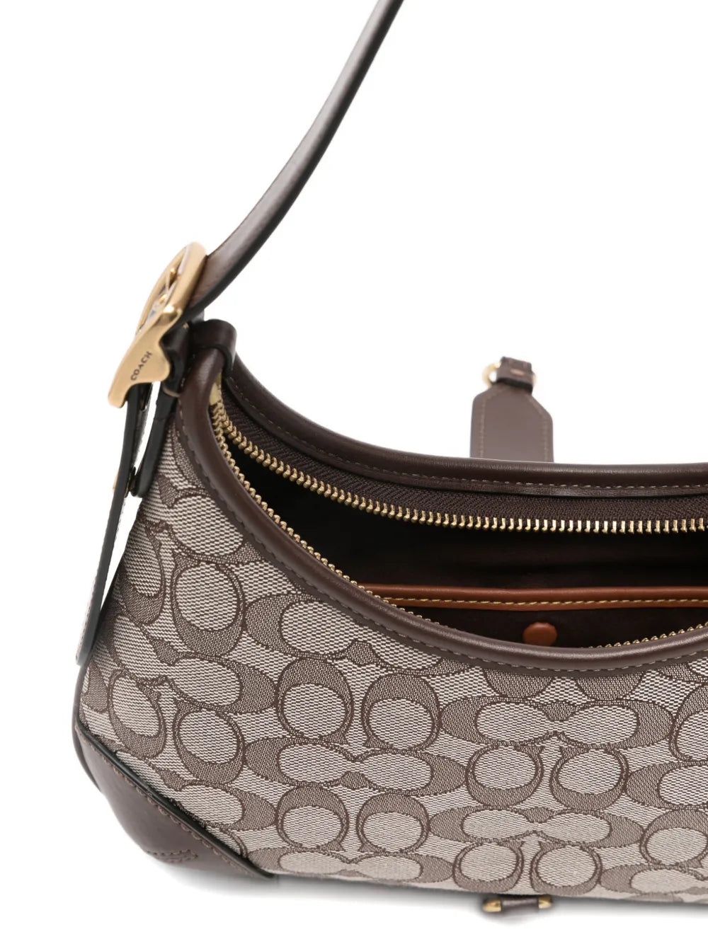 Coach Hamptonspatterned Buckle Shoulder Bag