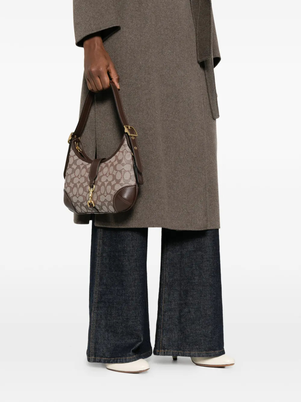 Coach Hamptonspatterned Buckle Shoulder Bag