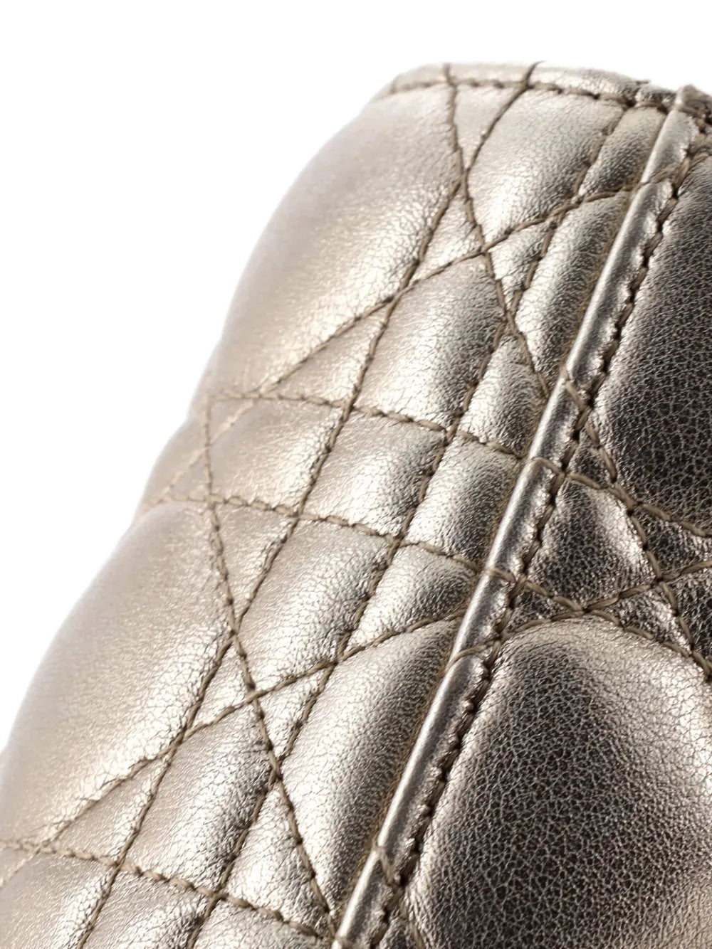 Christian Dior Pre Owned My Abcdior Lady Dior Bag Metallic Cannage Quilt Leather Shoulder Bag