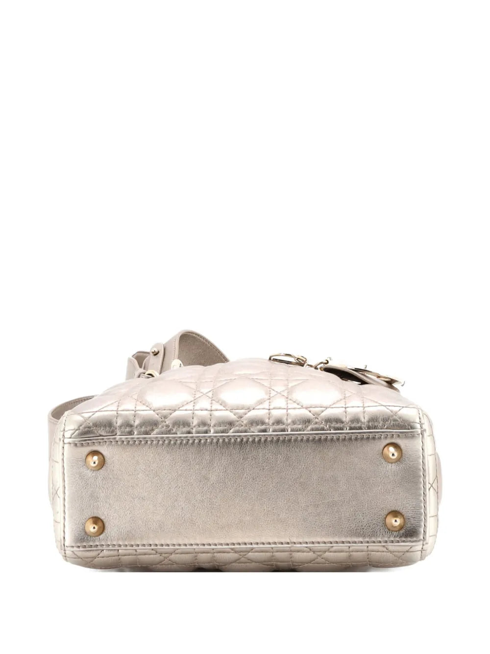 Christian Dior Pre Owned My Abcdior Lady Dior Bag Metallic Cannage Quilt Leather Shoulder Bag