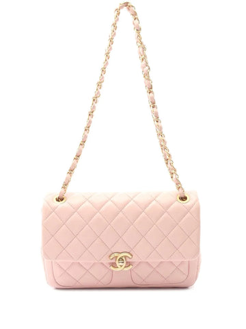 Chanel Pre Owned 2021 2025 Cc Quilted Lambskin Front Pocket Single Flap Shoulder Bag