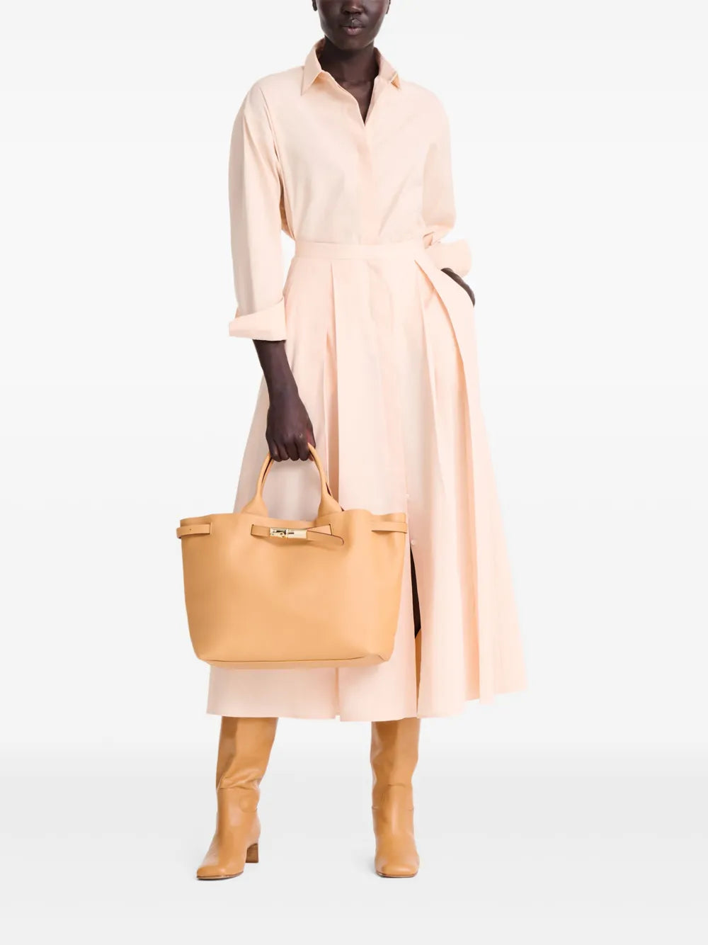 Longchamp Le Roseau L Leather Tote Bag