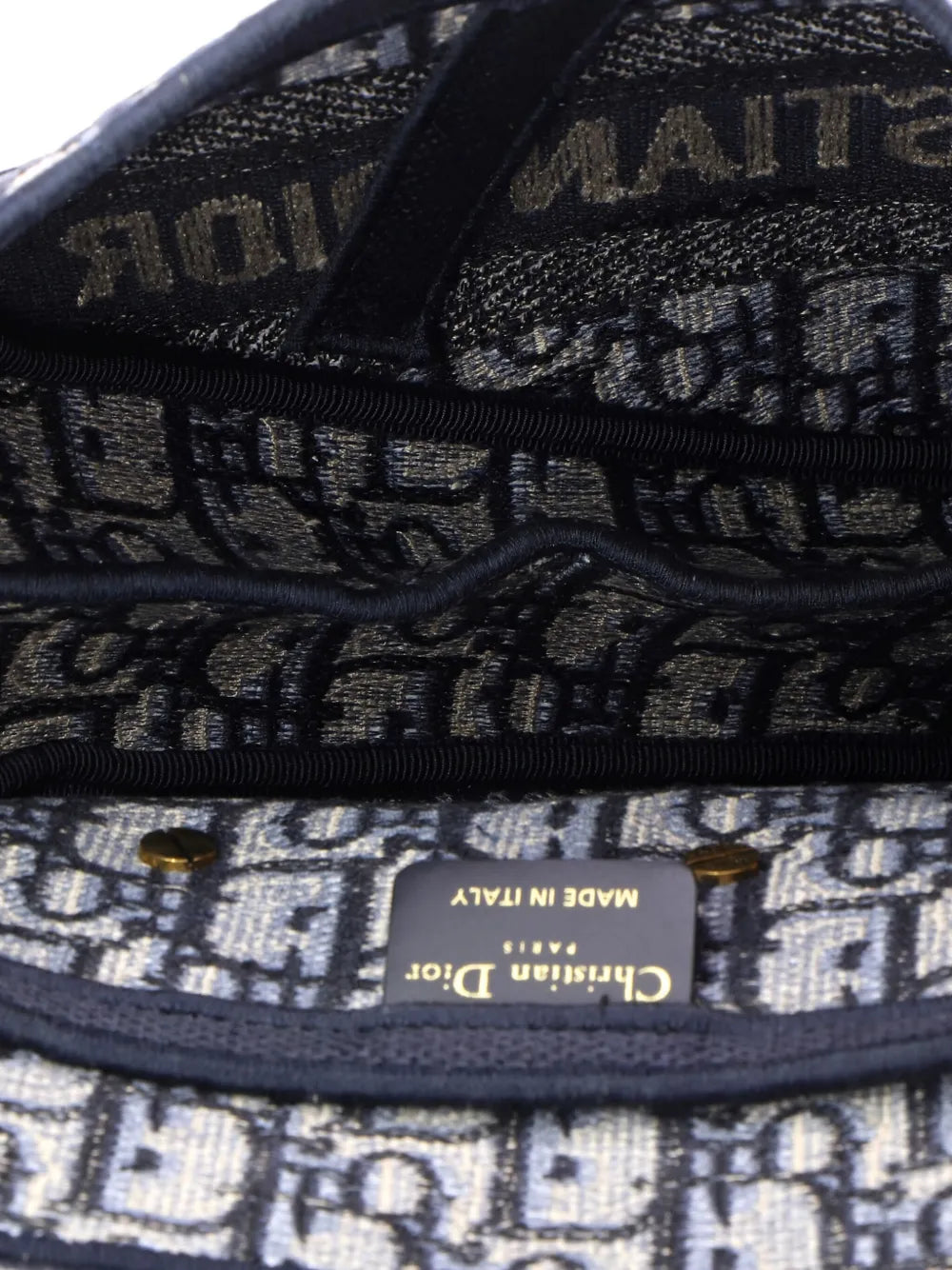 Christian Dior Pre Owned Saddle Handbag Logo Embroidered Oblique Canvas Medium Shoulder Bag