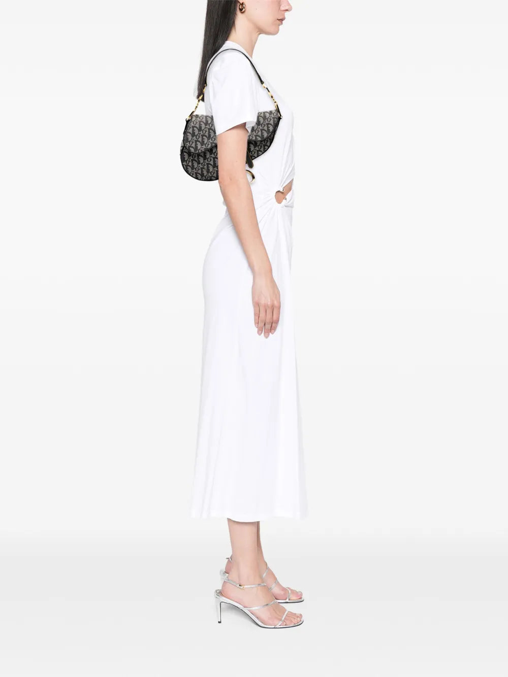 Christian Dior Pre Owned 2002 Diorissimo Canvas Saddle Bag Shoulder Bag