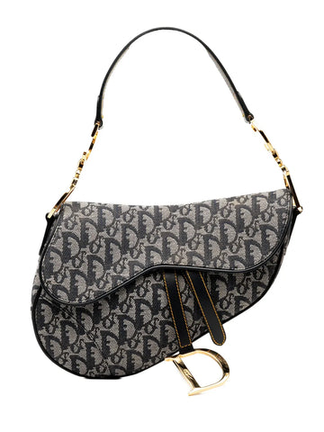 Christian Dior Pre Owned 2002 Diorissimo Canvas Saddle Bag Shoulder Bag