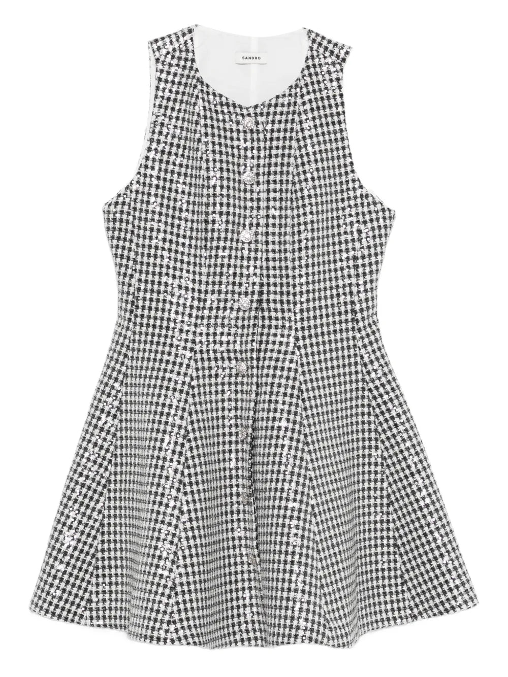Sandro Sequin Embellished Houndstooth Dress